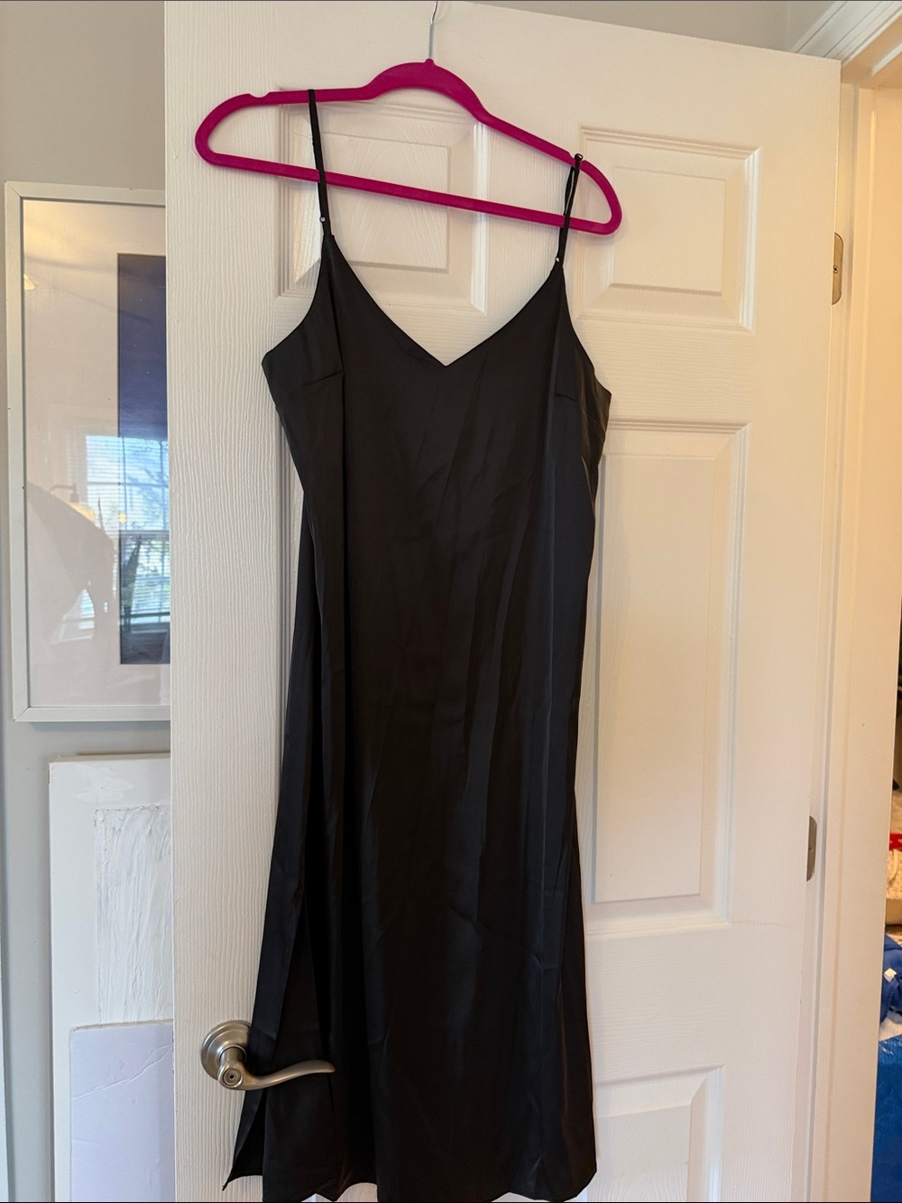 Amazon Black Slip Midi Dress with Spaghetti Straps